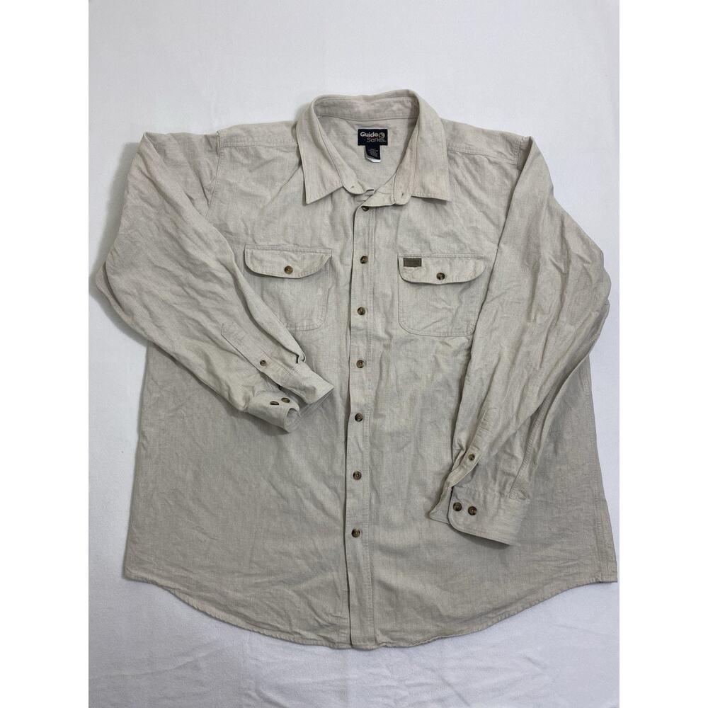 Guide Series Shirt Mens 2XLT Beige Button Up Fishing Outdoors Gorpcore VTG